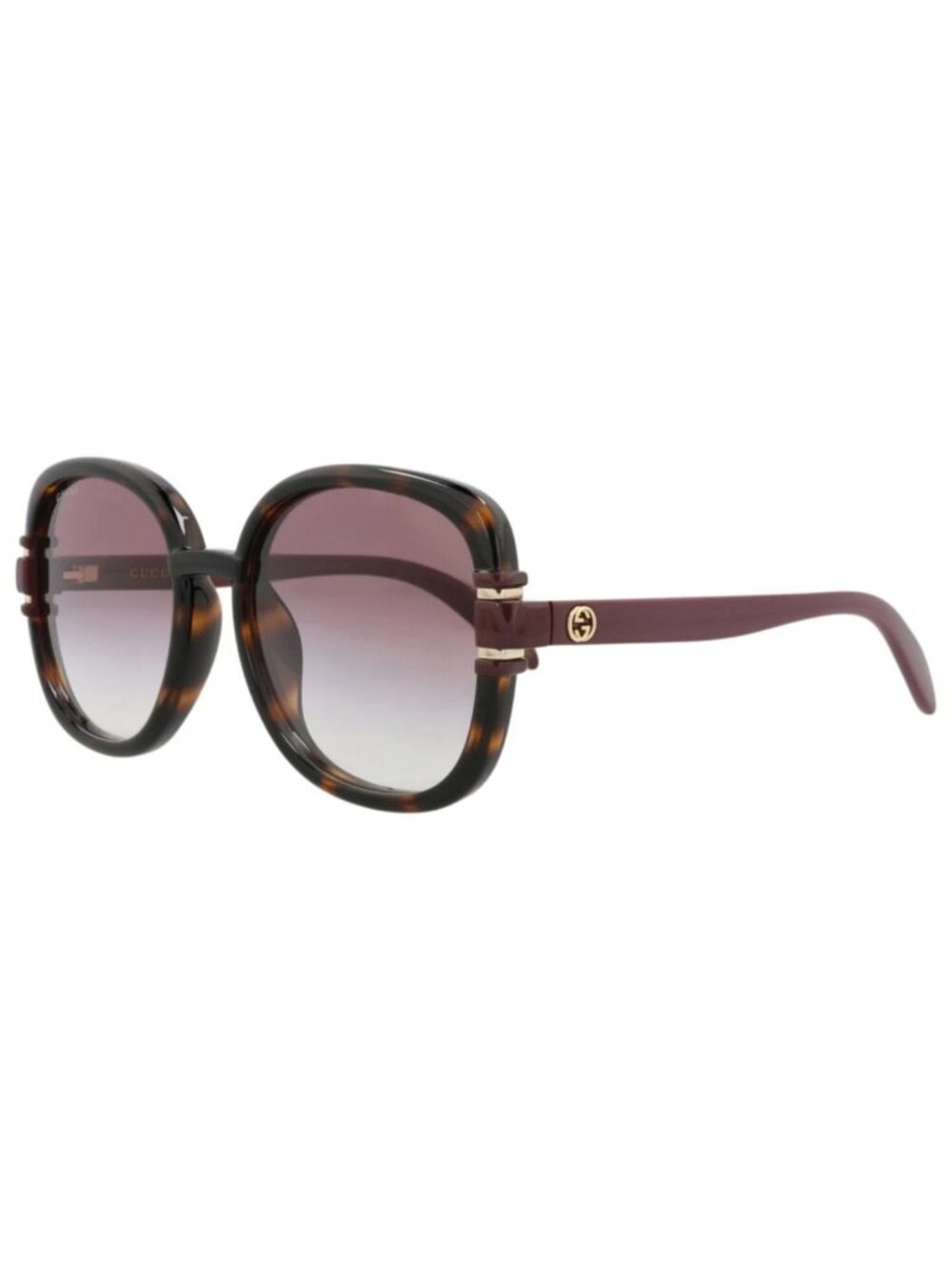 New Gucci Women's Sunglasses Square Rectangle Injection Frame Havana Brown